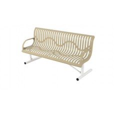 6 foot Bench with Contoured Back and Arms Ribbed Steel Portable