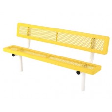 6 foot Bench with Back Expanded Metal Seat 14 in H Inground