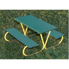 Picnic Table with Green Polyethylene Planks Yellow Frame