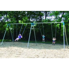 Double Bay Bipod Swing Set with 4 strap seats Green yokes