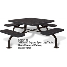 3 SEAT 46 inch SQUARE SPAN LEG TABLE DIAMOND ROLLED EDGE INGROUND