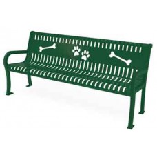 6 foot LEXINGTON BENCH WITH BACK PERFORATED LASER CUT PAW PRINT BONE