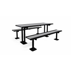 6 foot Arches SERIES RECYCLED GRAY MULTI-PEDESTAL TABLE - IN GROUND