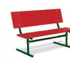 Park Bench with Red Polyethylene Planks Green Frame
