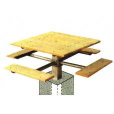 SINGLE Pedestal Table 6 inch SQUARE FRAME With Aluminum SQUARE TOPS