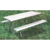 6CJGA 6 foot Aluminum Plank Picnic Table Galvanized Frame